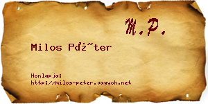 Milos Péter névjegykártya
